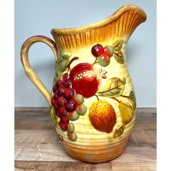 Certified International Pamela Gladding Ceramic Fruit Pitcher Hand Wash Only - Picture 1 of 5